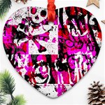 Pink Checker Graffiti Heart Ornament (Two Sides)