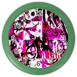 Pink Checker Graffiti Color Wall Clock