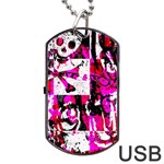 Pink Checker Graffiti Dog Tag USB Flash (One Side)