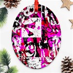 Pink Checker Graffiti Oval Filigree Ornament (Two Sides)