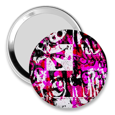 Pink Checker Graffiti 3  Handbag Mirror from ArtsNow.com Front