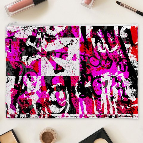 Pink Checker Graffiti Cosmetic Bag (XXXL) from ArtsNow.com Front