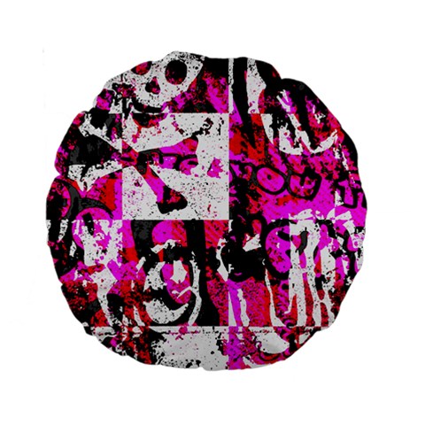 Pink Checker Graffiti Standard 15  Premium Round Cushion  from ArtsNow.com Front