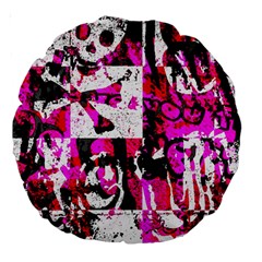 Pink Checker Graffiti Large 18  Premium Round Cushion  from ArtsNow.com Front