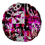 Pink Checker Graffiti Large 18  Premium Round Cushion 