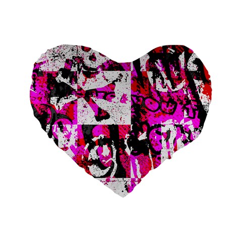 Pink Checker Graffiti Standard 16  Premium Heart Shape Cushion  from ArtsNow.com Front