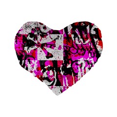 Pink Checker Graffiti Standard 16  Premium Heart Shape Cushion  from ArtsNow.com Back