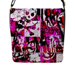 Pink Checker Graffiti Flap Closure Messenger Bag (L)