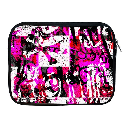 Pink Checker Graffiti Apple iPad Zipper Case from ArtsNow.com Front
