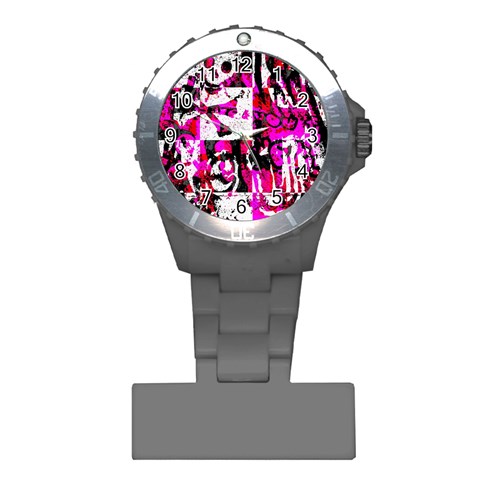 Pink Checker Graffiti Plastic Nurses Watch from ArtsNow.com Front