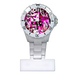 Pink Checker Graffiti Plastic Nurses Watch