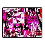 Pink Checker Graffiti Double Sided Fleece Blanket (Small)