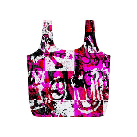 Pink Checker Graffiti Full Print Recycle Bag (S) from ArtsNow.com Back