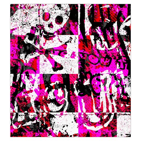 Pink Checker Graffiti Drawstring Pouch (Large) from ArtsNow.com Front