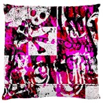 Pink Checker Graffiti Large Flano Cushion Case (Two Sides)