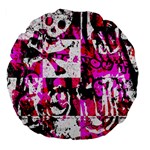 Pink Checker Graffiti Large 18  Premium Flano Round Cushion 