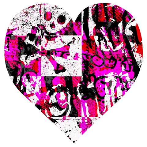 Pink Checker Graffiti Wooden Puzzle Heart from ArtsNow.com Front