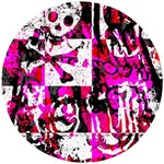 Pink Checker Graffiti Wooden Puzzle Round