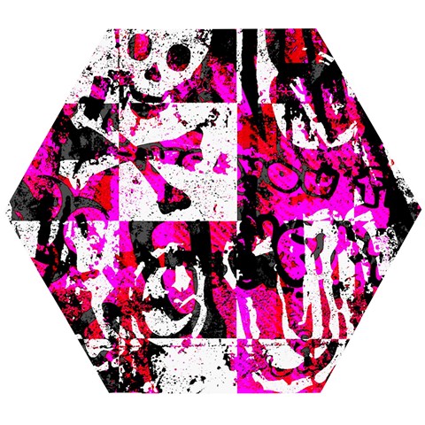 Pink Checker Graffiti Wooden Puzzle Hexagon from ArtsNow.com Front