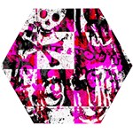 Pink Checker Graffiti Wooden Puzzle Hexagon