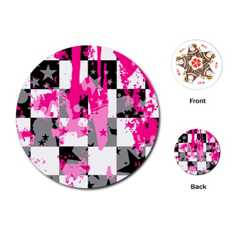 Pink Star Splatter Playing Cards Single Design (Round) from ArtsNow.com Front