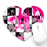 Pink Star Splatter Heart Mousepad