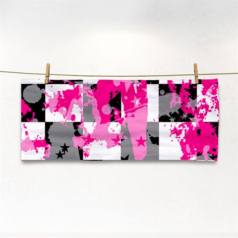 Pink Star Splatter Hand Towel from ArtsNow.com Front
