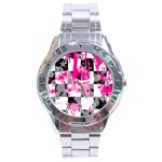 Pink Star Splatter Stainless Steel Analogue Watch