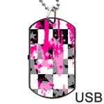 Pink Star Splatter Dog Tag USB Flash (One Side)