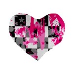 Pink Star Splatter Standard 16  Premium Heart Shape Cushion 