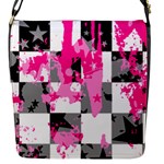 Pink Star Splatter Flap Closure Messenger Bag (S)