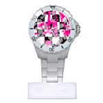 Pink Star Splatter Plastic Nurses Watch