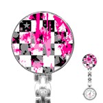 Pink Star Splatter Stainless Steel Nurses Watch