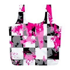 Pink Star Splatter Full Print Recycle Bag (L) from ArtsNow.com Front