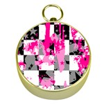 Pink Star Splatter Gold Compass