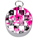 Pink Star Splatter Silver Compass