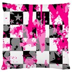 Pink Star Splatter Large Flano Cushion Case (One Side)