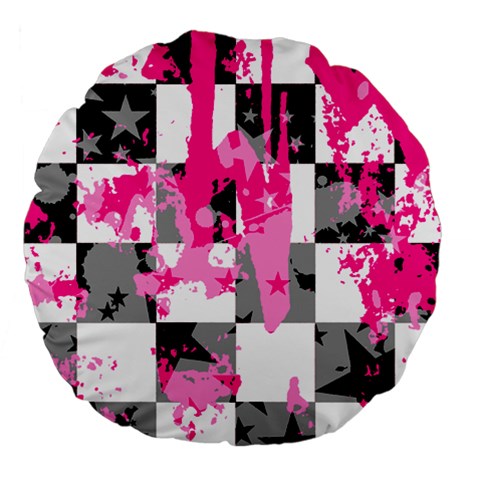 Pink Star Splatter Large 18  Premium Flano Round Cushion  from ArtsNow.com Front
