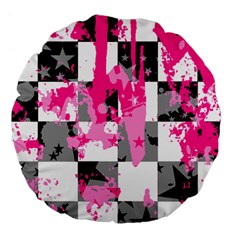 Pink Star Splatter Large 18  Premium Flano Round Cushion  from ArtsNow.com Back