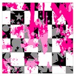 Pink Star Splatter Large Satin Scarf (Square)