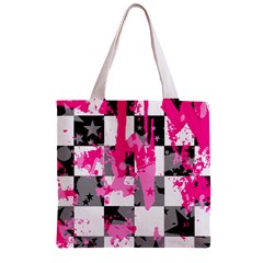Pink Star Splatter Zipper Grocery Tote Bag from ArtsNow.com Back