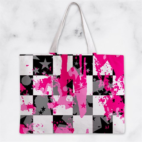 Pink Star Splatter Zipper Mini Tote Bag from ArtsNow.com Front