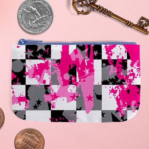 Pink Star Splatter Large Coin Purse from ArtsNow.com Front