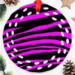 Pink Zebra Round Filigree Ornament (Two Sides)