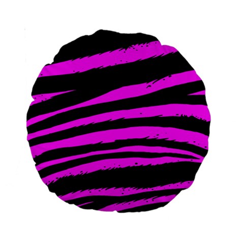 Pink Zebra Standard 15  Premium Round Cushion  from ArtsNow.com Front