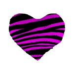 Pink Zebra Standard 16  Premium Heart Shape Cushion 