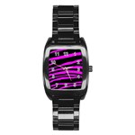 Pink Zebra Stainless Steel Barrel Watch