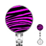 Pink Zebra Stainless Steel Nurses Watch