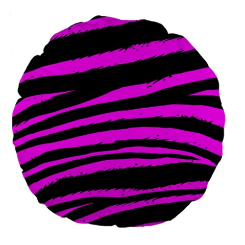 Pink Zebra Large 18  Premium Flano Round Cushion  from ArtsNow.com Front