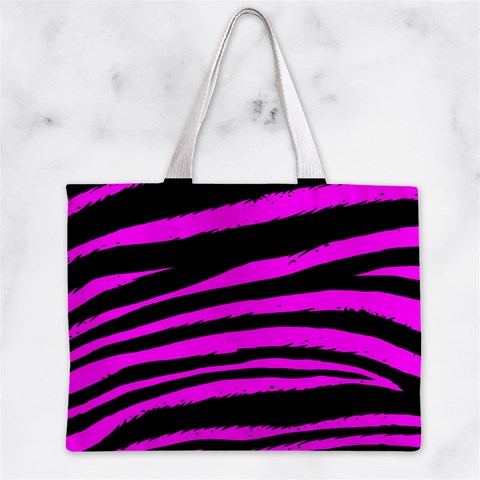 Pink Zebra Zipper Mini Tote Bag from ArtsNow.com Front